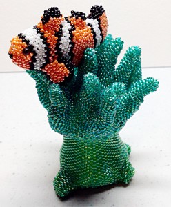 beaded fish and coral sculpture
